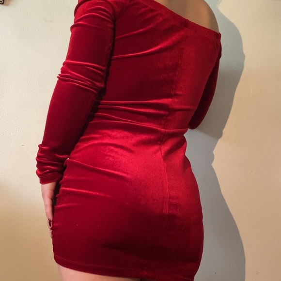 Red Velvet Mini Dress - Picture 2 of 3